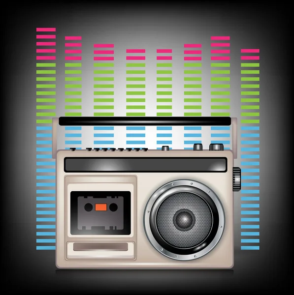 Retro cassette music player and equalizer — Stock Vector