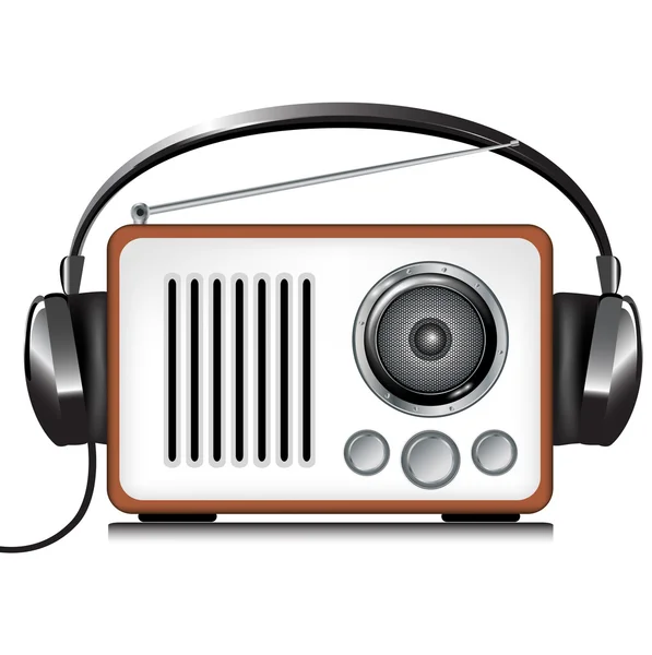 Retro radio player and headphones — Stock Vector