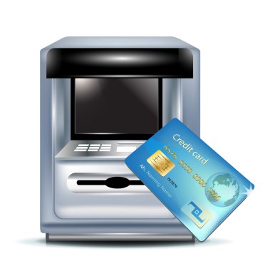 Atm machine and credit card clipart