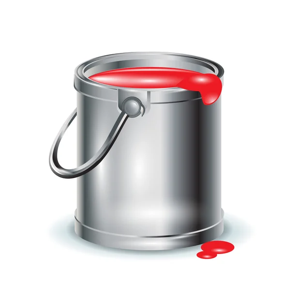 Único balde de alumínio tinta vermelha — Vetor de Stock