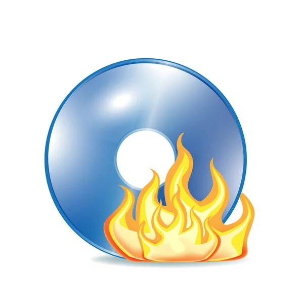 Burning cd icon on white — Stock Vector