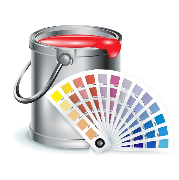 Paint bucket with color chooser — Stock Vector