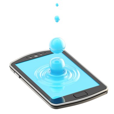 Liquid drop on the smartphone surface clipart
