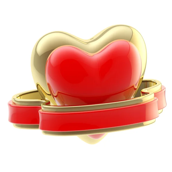 Símbolo brillante del corazón con cinta aislada —  Fotos de Stock