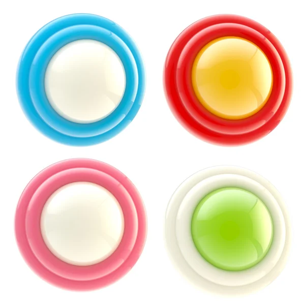 Conjunto de quatro botão brilhante isolado — Fotografia de Stock