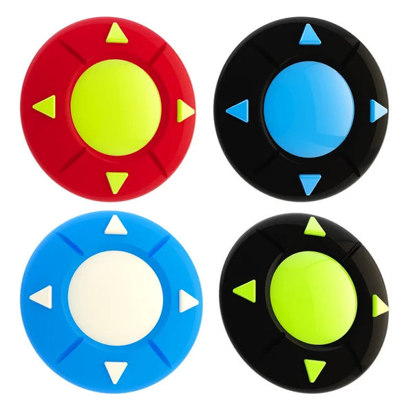 Набір з чотирьох джойстикових кнопок ізольовано — стокове фото