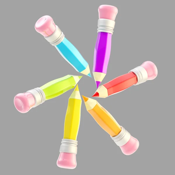 Sammansättningen av rainbow pennor — Stockfoto