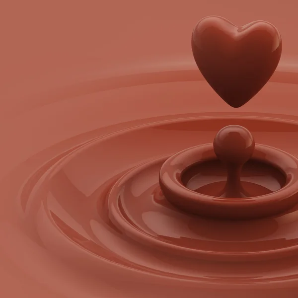 Bakgrund som en choklad hjärta som droppe — Stockfoto