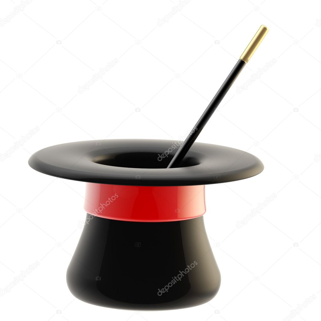 Magician's hat with a magic wand inside — Stock Photo © nbvf89 #10023183