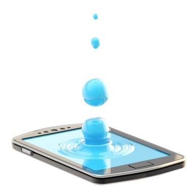 Liquid drop on the smartphone surface clipart