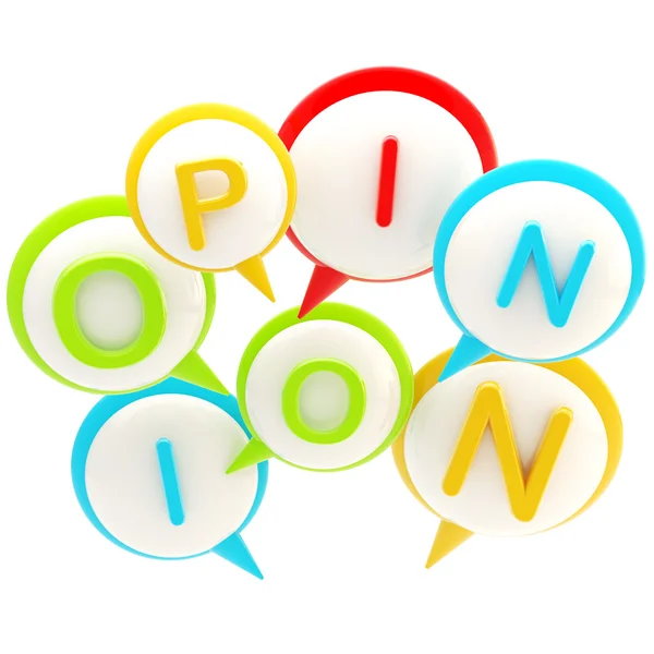 Word "opinion" made of text bubbles isolated — Stock Photo, Image