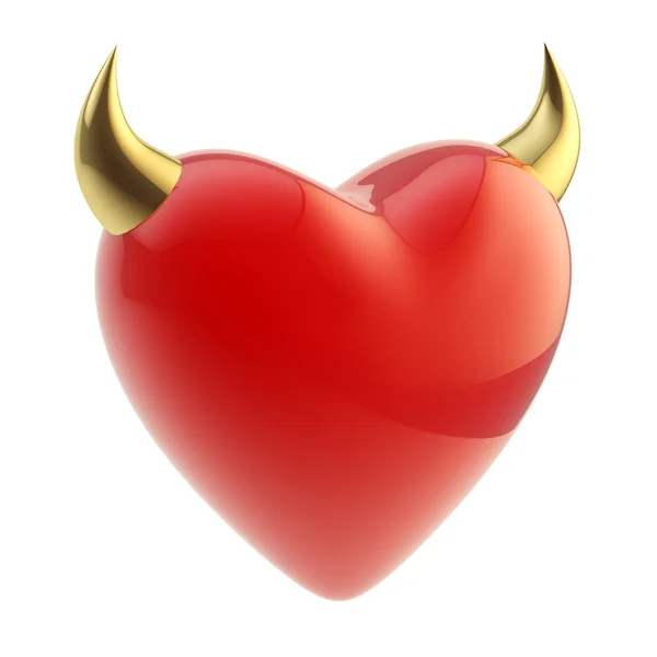 Heart symbol with horn isolated — Stock Photo, Image