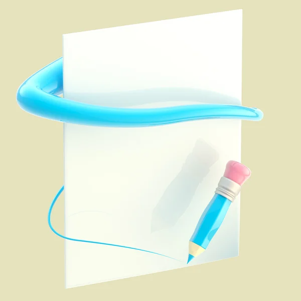Lápis e papel com cinto de traço — Fotografia de Stock