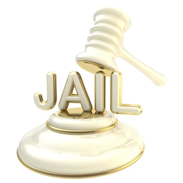 Word "jail" under judge's gavel — Stock Photo, Image