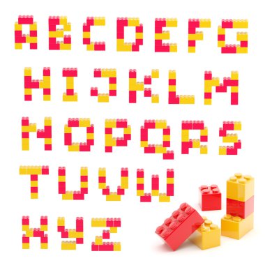 izole oyuncak bloklarını yapılan alfabe seti