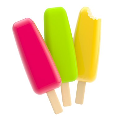 Three glossy popsicles isolated clipart