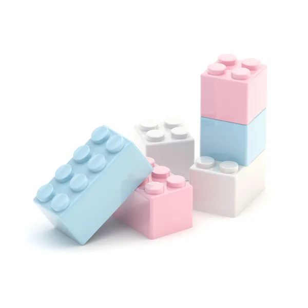 Кирпичные блоки для игрушек на белом — стоковое фото