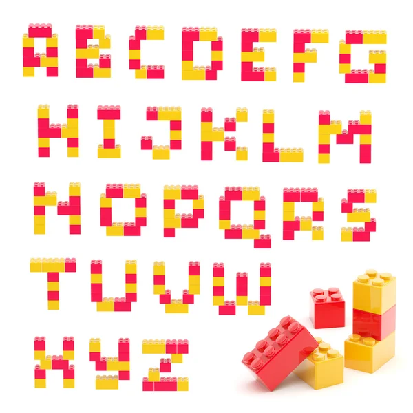 Alfabetet uppsättning av leksak block isolerade — Stockfoto