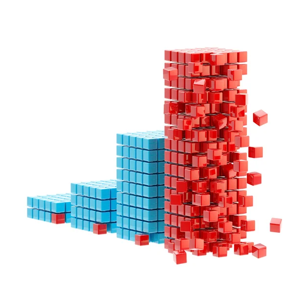 Collapse: ruined bar graph isolated — Stock Photo, Image