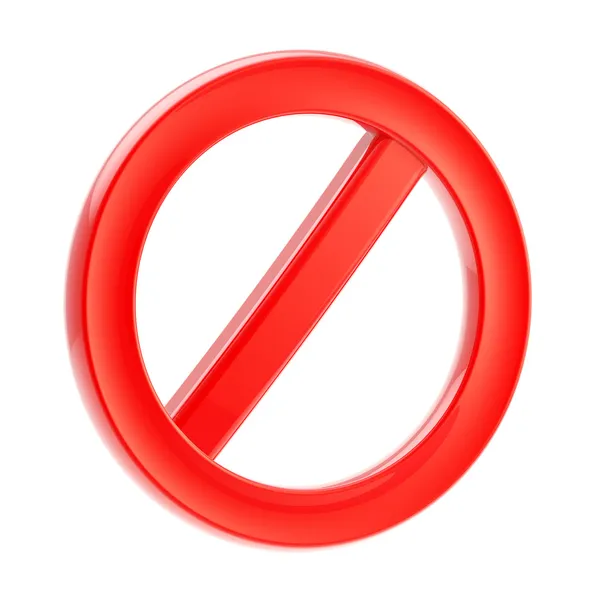 Não permitido sinal proibido isolado no branco — Fotografia de Stock