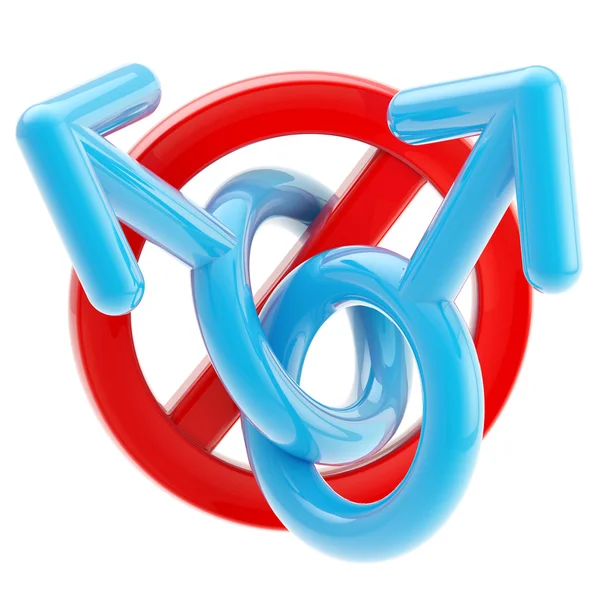 Eşcinsel üzerinde beyaz izole işareti yasak — Stok fotoğraf
