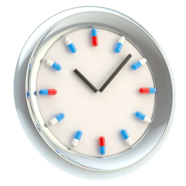 Zegar z medycznych pigułki w liczbach — Zdjęcie stockowe
