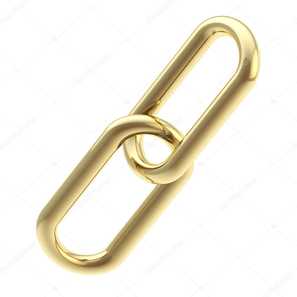 Two golden chain links isolated