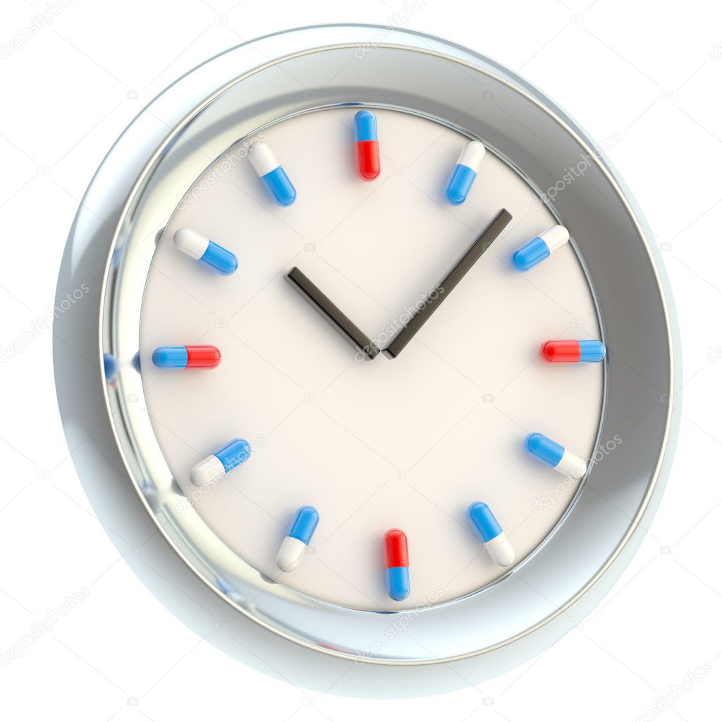 Clock with medical pills as numbers