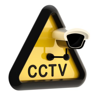 Closed circuit television CCTV alert sign clipart