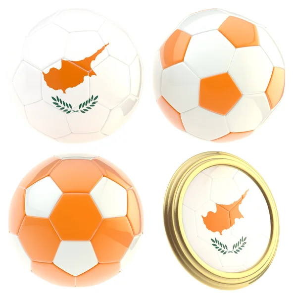 Atrybuty drużyny piłki nożnej Cypru na białym tle — Zdjęcie stockowe