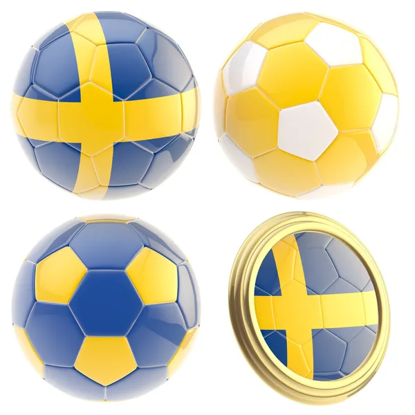 Szwecja piłka nożna zespołu atrybuty na białym tle — Zdjęcie stockowe