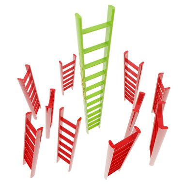 Red and green glossy ladder isolated clipart