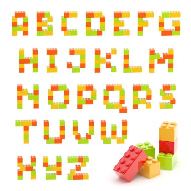izole oyuncak bloklarını yapılan alfabe seti