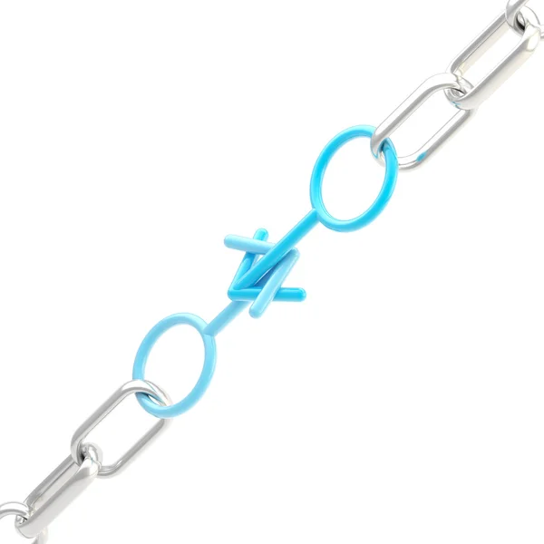 Two male symbols as a chain links — Stock Photo, Image