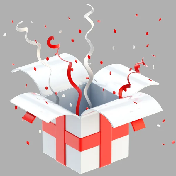 Caja de regalo con cinta, confeti aislado —  Fotos de Stock