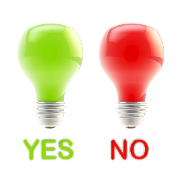 Sì e no come lampadine isolate — Foto Stock