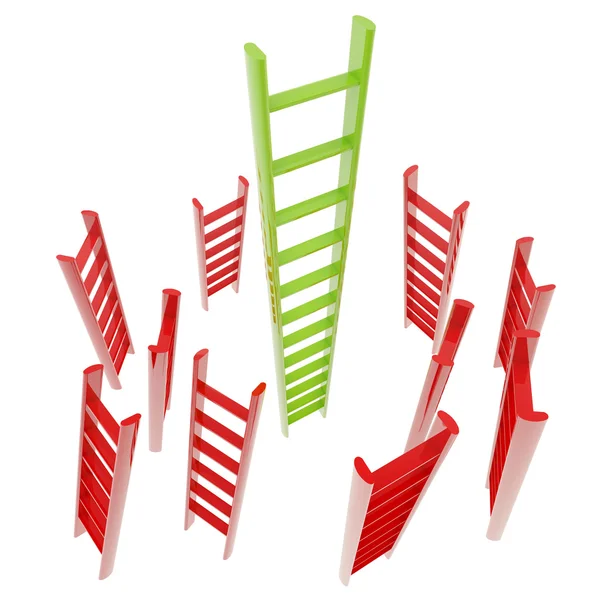 Escada vermelha e verde brilhante isolado — Fotografia de Stock