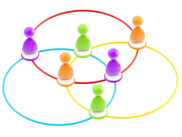 Símbolo de rede social como figuras humanas interligadas — Fotografia de Stock