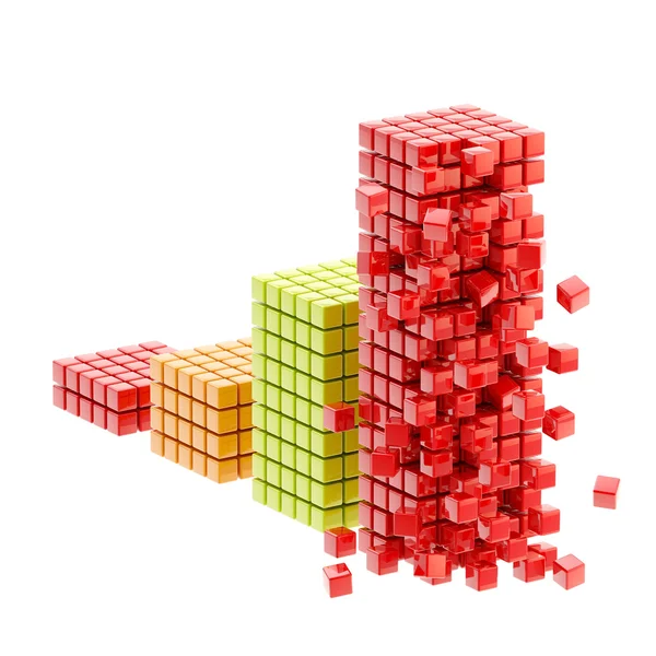 Collapse: ruined bar graph isolated — Stock Photo, Image