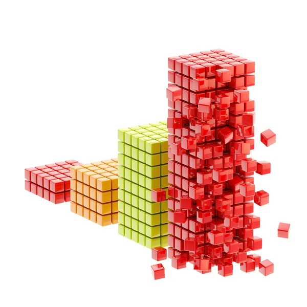 崩溃: 毁坏的条形图孤立 — 图库照片