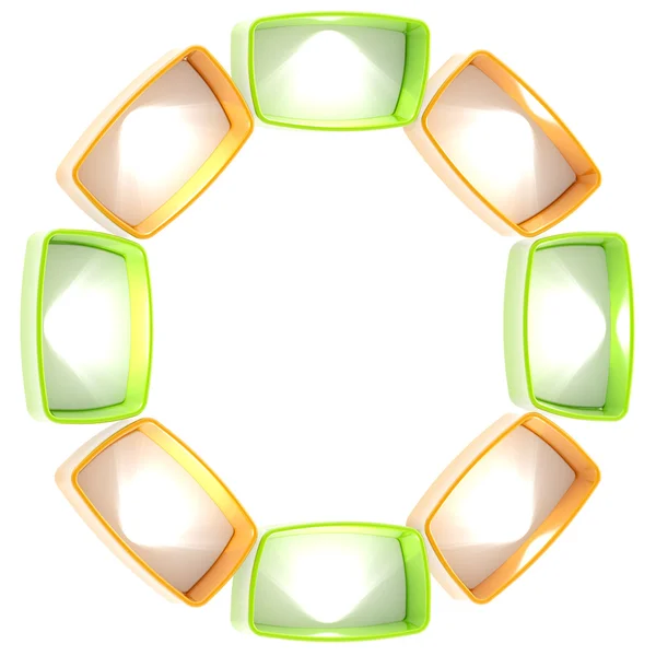 Caixas de luz prateleira coloridas dispostas em um círculo — Fotografia de Stock