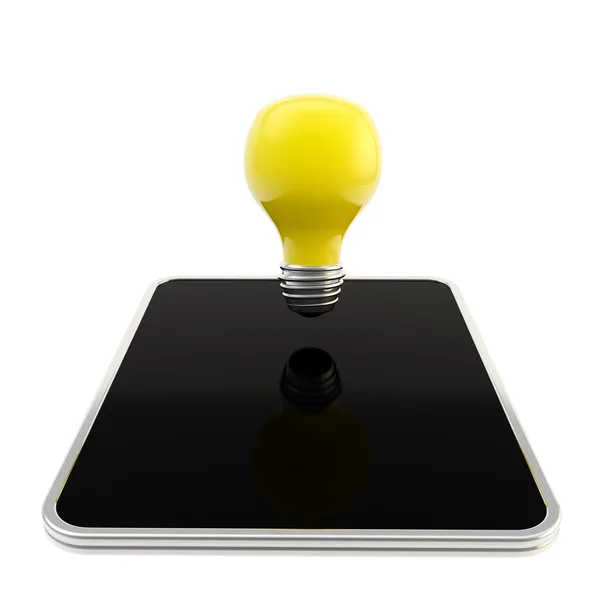 Желтая лампочка над экраном площадки — стоковое фото