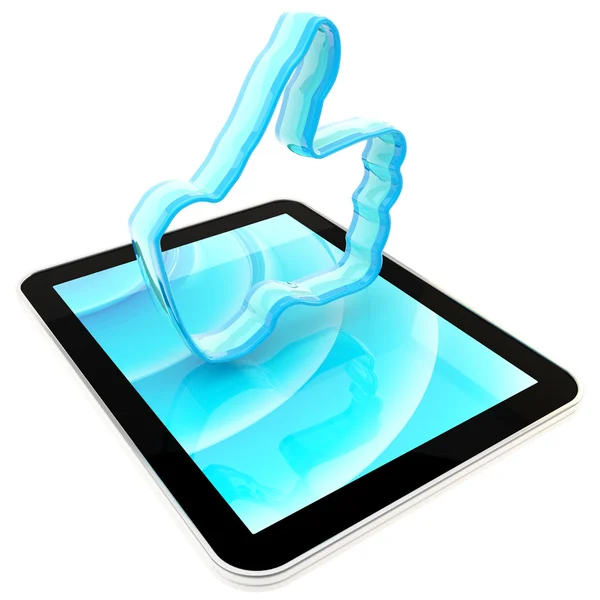 Computer pad mobile con pulsante Mi piace — Foto Stock