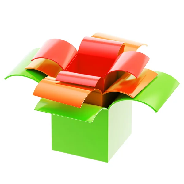 Tři barevné dárkové krabičky, samostatný — Stock fotografie