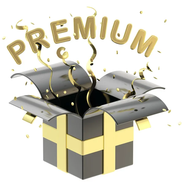 Palabra "premium" dentro de una caja de regalo —  Fotos de Stock