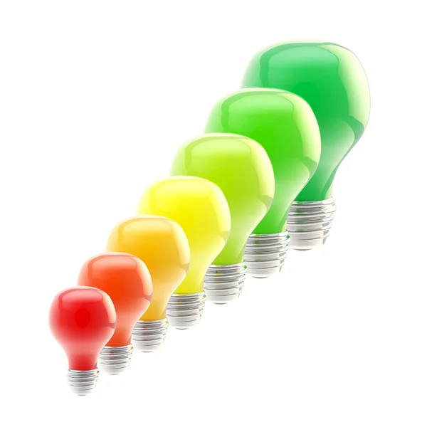 Níveis de eficiência energética como lâmpadas — Fotografia de Stock