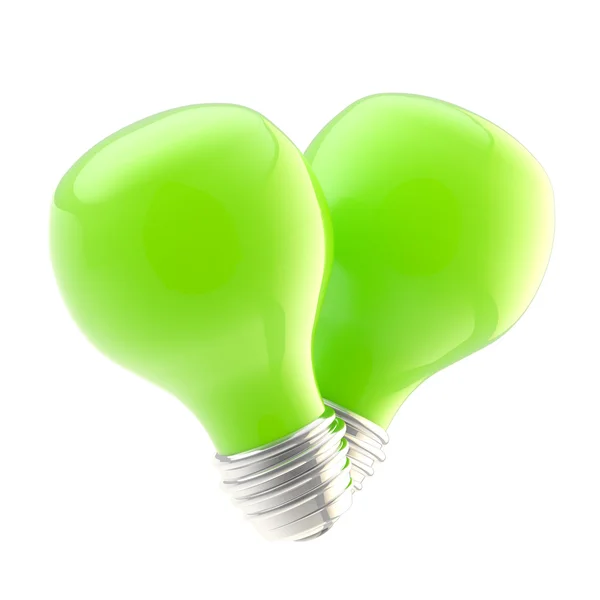 Sichere Energie wie zwei grüne Glühbirnen — Stockfoto