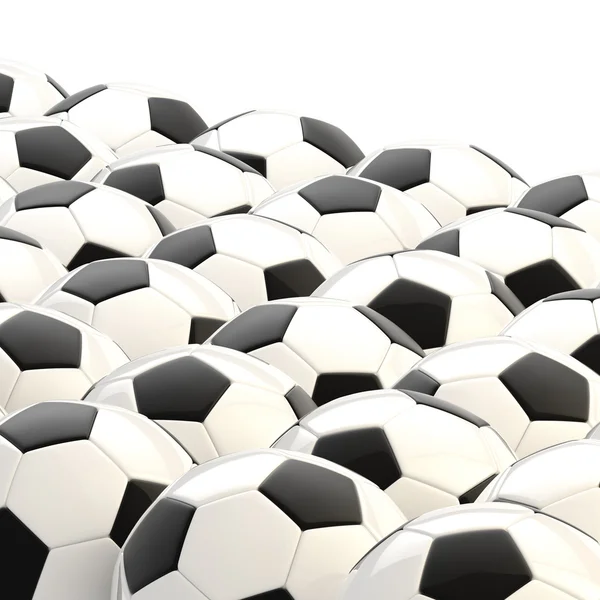 Montón de pelotas de fútbol como fondo —  Fotos de Stock