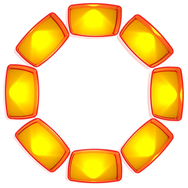 Caixas de luz prateleira coloridas dispostas em um círculo — Fotografia de Stock