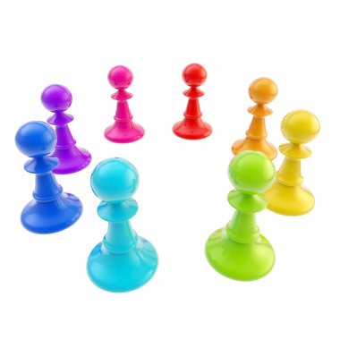 Chess pawns stand in a circle isolated clipart